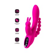 Тройной вибратор JOS SPANKY, силикон, розовый, 21 см