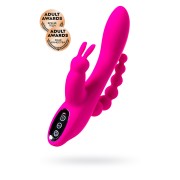 Тройной вибратор JOS SPANKY, силикон, розовый, 21 см