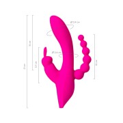 Тройной вибратор JOS SPANKY, силикон, розовый, 21 см