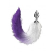 Анальная пробка с бело-фиолетовым хвостом POPO Pleasure by TOYFA, M, силикон