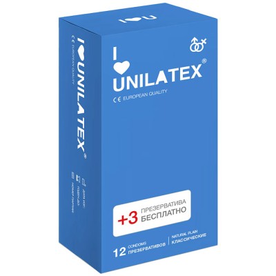 Презервативы классические Unilatex Natural 12 шт.+3