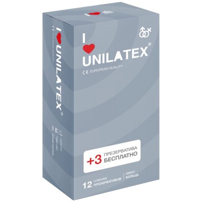 Презервативы с рифленой поверхностью,12 шт.+3 Unilatex Ribbed