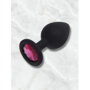 Анальная пробка из силикона M, черный/розовый